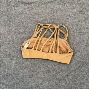 Athleta Tan Strappy Sports Bra with Criss-Cross Design